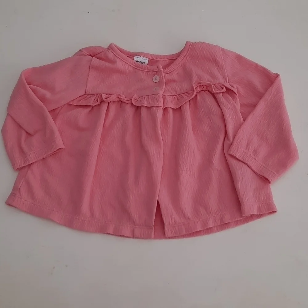Carters 12 months pink lightweight cardigan with ruffle detail
